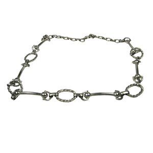 Vintage Silver Tone Multi Strand Chain Belt Oval Links Adjustable 30 to 40 inch